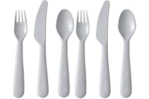 CARIBOU LIVING Children Kids Baby Toddler Grey Cutlery Set IKEA Kalas Replacements Colour Choice 6pcs Fork Knife Spoon BPA Free 6pcs