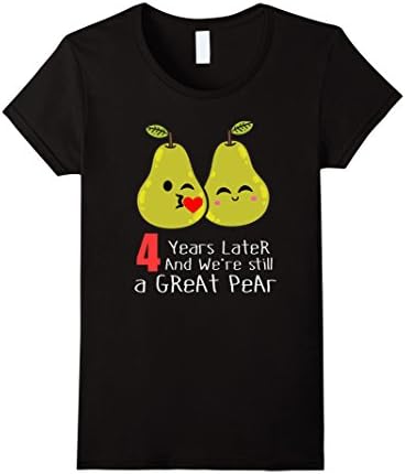Women's 4th Wedding Anniversary Shirt Gifts Funny Couples T-shirt XL Black