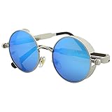 CGID E72 Steampunk estilo retro inspirado círculo metálico redondo gafas de sol polarizadas para hombres
