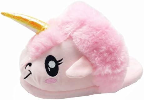 Rainbow Fox Fantasy Unicorn Soft Plush Slippers Slip-On Adult European Sizes 36 - 41 (pink)