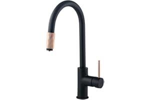 DEANTE ASTER Drei Wege Wasserhahn Kupfer/Schwarz C-Auslauf - Designer Drei Wege Wasserhahn für Wasserfilter - Küchenarmatur für Osmose Filter - Duo Wasserhahn für Trinkwasser-Armatur Trinkwasserhahn 3wege