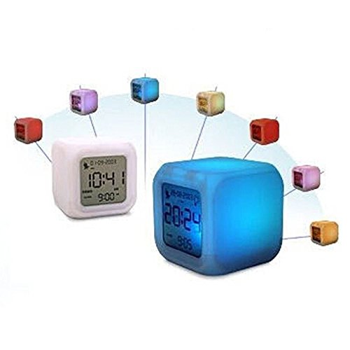 Cadillaps LED Wecker Tischuhr Mit 7 Farbe Temperatur Kalender Multionnal Uhr - 8