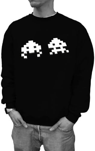 "SPACE INVADERS" VERSION 2 C64 Designer Pullover Black Wizuals Größe XXL schwarz