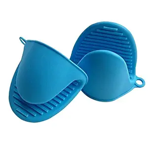 RKPM 2 Pcs Silicone Pinch Grip Mitten Oven Mitt Gripper Grip Kitchen Potholder Utensil Tool 1 Set Blue