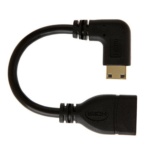 Mini HDMI zu HDMI, cablecreation Rechte Winkel Mini-HDMI Stecker auf HDMI Buchse Konverter Adapter Kabel (0,5 Fuß), unterstützt 3D, 1080p Auflösung, 0,15 m/schwarz - 3