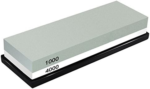 Whetstone, Sharpening Stone 1000 / 4000 Grit Combination Waterstone Knife Sharpener- Rubber Stone Holder Included
