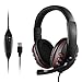 Price comparison product image USB Wired Gaming Headsets, JAMSWALL Gaming Headphones for PS3 PS4 PC with Noise-canceling Mic Volume Control, Over-head Stereo Headphone for PS3 PS4 Games Sony PC Skype Laptop