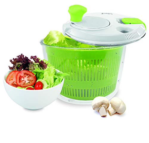 NERTHUS FIH 018 018-Centrifugeuses salades de 20 cm de diamètre, avec Fermeture de sécurité et 2 Sorties/entrées pour Liquide, Couleur Transparent, Blanc, Vert, Origine