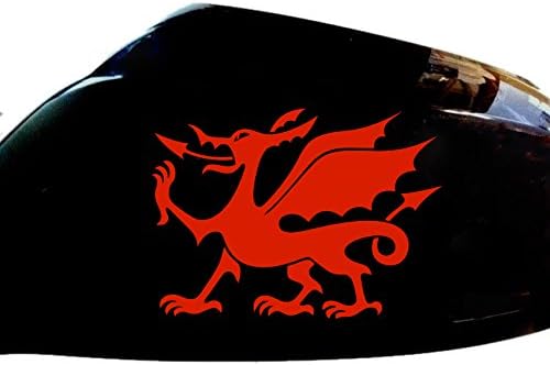 Cymru Welsh Dragon Car Stickers Wing Mirror Styling Decals (Set of 2), Red