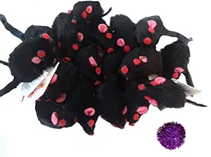 10 Realistic Black Mice Cat Toys with Real Rabbit Fur