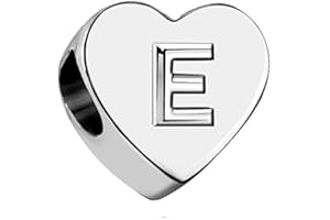 KunBead Jewelry Letter Charms Initial Alphabet Love Heart Beads for Charm Bracelets for Women
