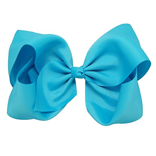AKA 6" Big Bow Hairpins Hair Clips for Children Kids Girls Hair Handmade Alligator Clips Accessories (Aqua Blue)