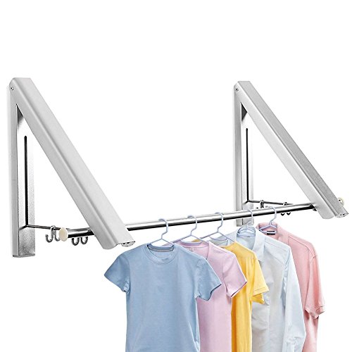 Klappbar Wand-Kleiderständer,Samione Kleiderhaken Garderobenhaken Kleiderlüfter Wandgarderobe Geeignet für Wohnzimmer, Bad, Schlafzimmer, Büro, Silber 40 x 33 x 30CM (2 pcs)