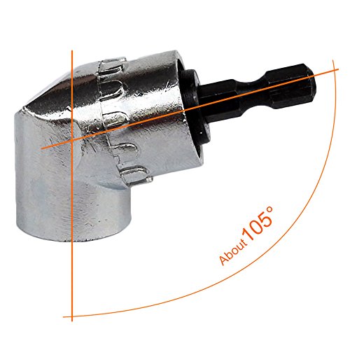 JTENG Winkelschrauber Vorsatz Adapter mit 1/4-Zoll Schnellwechsel- und magnetischen Bit Halter, Winkelschraubendreher Winkelgetriebe Winkelgetriebevor - 6