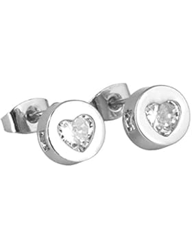 ixiqi Jewelry 925Sterling Silber Diamant 18K Weiß Vergoldet Zirkonia Infinity Love Herz Ohrstecker Geschenke...