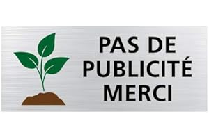 Plaque Pas de Publicité Merci - Plaque Boite a lettres - Plaques Adhésives - 60 x 25 mm