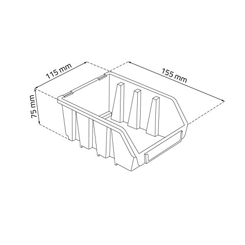 10 Stück Stapelbox Stapelkiste Sortierbox mit Deckel Größe 2 schwarz Ergobox Plus Regalbox Kunststoff - 2