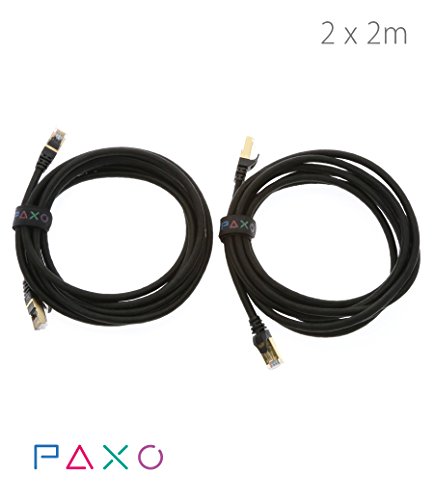 2 x 2m – CAT6 Ethernet Gigabit LAN Netzwerkkabel mit Nylon Stoffmantel | schwarz | 10/100/1000Mbit/s | - 4