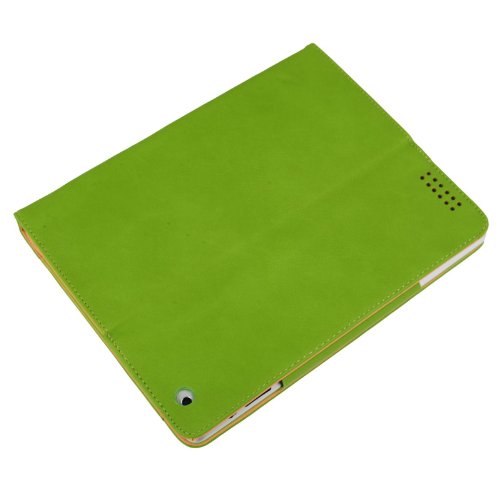 Madcase Apple iPad 4 / 3 / 2 Smart Case Etui Faux Ledertasche Hülle mit Auto Schalf und Wach Sleep-Funktion inkl. Displayschutzfolie und Stylus Touch stift – Grün / Beige - 2