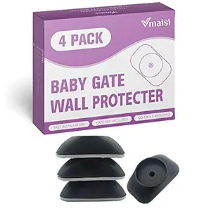 Vmaisi Baby Gate Wall Cup Protector Make Pressure Mounted Safety Gates More Stable - Wall Damage-Free - Fit for Doorway, Door Frame, Baseboard - Work on Dog & Pet Gates (Black)
