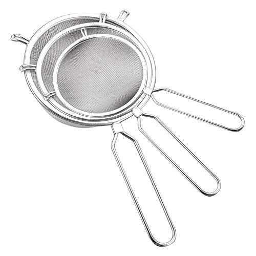 PHILWIN Phillwin - Coladores de Acero Inoxidable, Juego de coladores de Malla de Alambre Fino para Cocina con llanta