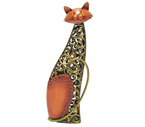 Dehner Dekofigur Katze Camillo, 2 Stück, je ca. 39 x 7.5 x 13 cm, Metall, orange/gold - 2