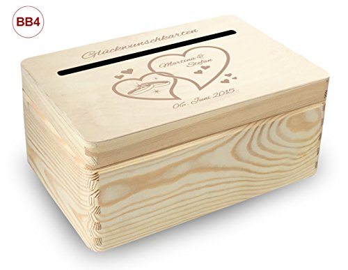 kleine Holz-Geschenkbox Hochzeit Briefbox (BB4) Geldgeschenke incl Lasergravur
