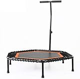 Mr.T / trampoline intérieur Pliant Fitness trampoline for les enfants Adultes, trampoline avec guidon, avec cordon élastique Cordes à hauteur réglable 103cm - 123cm, Poids Capacité: 440lb trampoline M