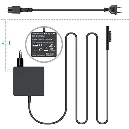 [TUV GS LISTED] HUIKEYUAN 7.5 Feet (2.3M) 12V 2.58A Tablet-Ladegerät AC Adapter für Microsoft Surface Pro 3, Microsoft Surface Pro 4 i5 i7 Modell 1625 Tablet (EU-Kabel enthalten)