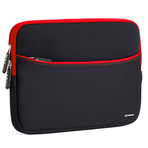 Laptophülle, Evecase Universal 11.6 Zoll Neopren Laptop Schutzhülle mit vorderseitigem Zubehörfach für Laptops Notebook Ultrabook Macbook - Schwarz/Rot