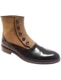 Garofalo Gianbattista Stivaletti Uomo in Pelle e camoscio Bicolore Modello con Bottoni