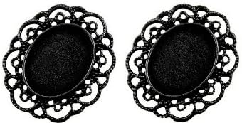 25 x 18 Cameo Cabochon Setting Black with Fancy Edging x 2 pcs