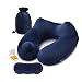 Produktbild Philorn Nackenkissen Reisen Aufblasbar | Knopfdruck | Nackenhörnchen, Reisekissen U-förmiges Reise-Nackenkissen mit Hautfreundlichem SamtüBerzug, Ideal für Ein Nickerchen im BüRo, Flugzeug, Auto, Zug