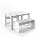 Produktbild VICCO Tischgruppe 140 x 90 cm - 4 Personen - Esszimmer Esstisch Küche Sitzgruppe Tisch Bank - Bänke flexibel verstaubar (Weiß)