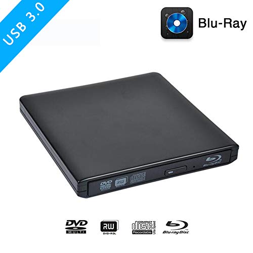 FWec Masterizzatore Blu-Ray, USB 3.0 Blu-Ray, unità Ottica Esterna BD-RE CD/Dvd RW Writer Play 3D 4K Blu-Ray Disc per Computer Windows7/8/10. Nero Nero