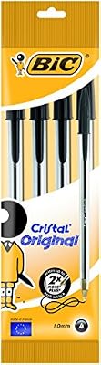 BIC Cristal Original Stylos-Bille - Noir, Pochette de 4