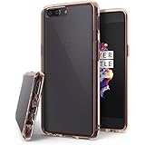 OnePlus 5 Case, Ringke [FUSION] Crystal Clear PC Back TPU Bumper [Drop Protection/Shock Absorption Technology] [Attached Dust Caps] Raised Bezels Protective Cover for One Plus 5 - Rose Gold Crystal