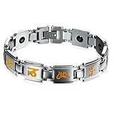 Onefeart Edelstahl Alte Schriften Glücklich Paar Armband für Herren 20.5CM Gold Liebhaber Geschenk