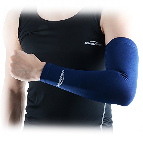 COOLOMG Anti UV Armschoner Arm Sleeve Anti Rutsh für Erwachsene Kinder Sports Basketball Power Shootor XS-XL 1 Stück - 3