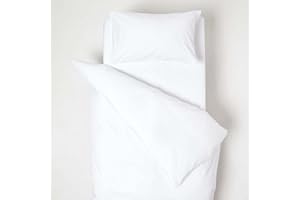 HOMESCAPES White Cot Bed Duvet Cover Set 120 x 150 cm 100% Organic Cotton Percale Toddler Duvet Cover with Pillowcase Hypoallergenic Easy Care Children’s Bedding 400 TC 600 Thread Count Equivalent