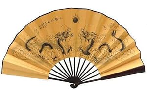 Yudu® Fengshui Fächer Handfächer Fächer Asia Motive Schriftzeichen (fs 01) (Drache Gold)