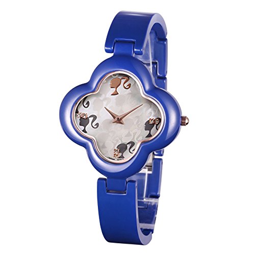 Barbie Damenuhr blumenförmiges Zifferblatt Keramik Armbanduhr Quarz Analog Uhr