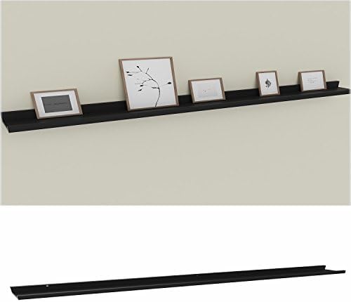 Lonlier Modern Floating Wall Mount Shelf Display Ledge for Picture Frames Book (Black, 120CM)