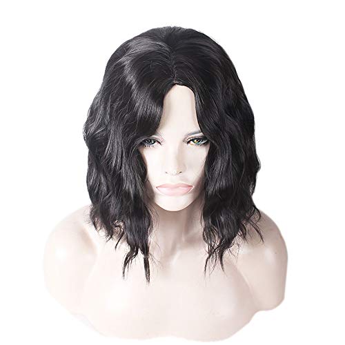 Women Wigs Bob Black Hair Realistic Synthetic Cosplay Wave Water Cheap Short Medium Goth Side Pard Drag Hairpiece 3/4