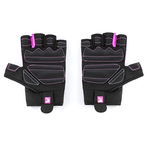 Steely Sports Damen Fitnesshandschuhe Workout Glove – Lady-Edition Farbe: schwarz/pink Größe: XS-S-M-L ( Fitness Handschuhe Frauen Sporthandschuh Trainingshandschuhe ) - 2