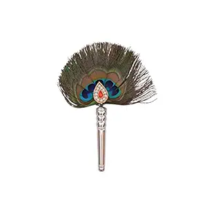 Siri Creations Silver Chamara with Peocock Feather Big (Multicolour, Standard).