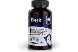 iPerk Shilajit, Sea Moss & Lion’s Mane Gummy Bears | 3,000mg Shilajit | 6,000mg Total Per Gummy | 90ct | 3-Month Supply | Made in The UK | Halal | Natural Wellness Support