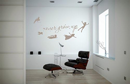 Peter Pan Disney Never Grow Up Quote NQ38 (Large: 110cm - 47cm, Silver)