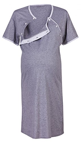 Happy Mama Maternity Gown Robe Nightie for Labour & Birth. SOLD SEPARATELY 393p (Nightdress - Graphite, UK 14/16)