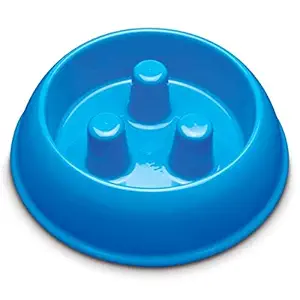 Brake-Fast Dog Food Slow Feed Bowl - Medium Blue